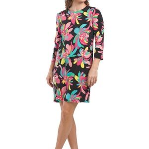 Trina Turk ,size M Black and Pink Sheath Dress 3/4 Sleeve Resort Wear